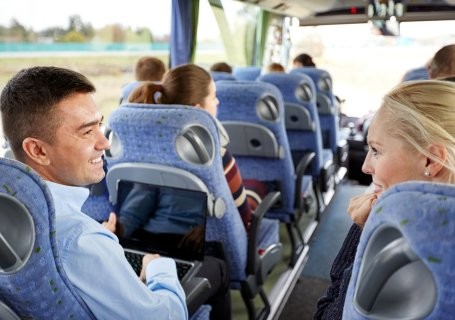 Colleagues sitting on a coach