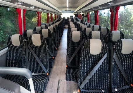 Coach seating on board a coach