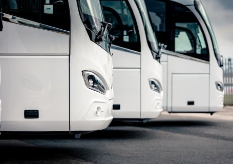 Three white coaches in a row