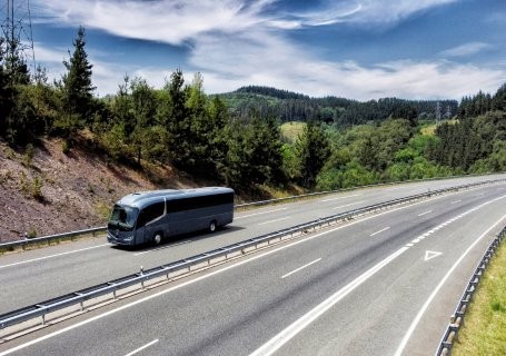 Coach travelling on the motorway